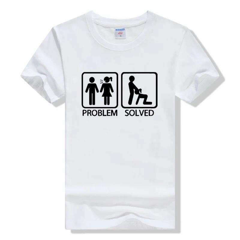 Funny Problem Solved T-shirt For Fishinger Fisherman Comedy Father Dad Cotton T Shirt Summer Short Sleeve Tops Tee