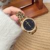 Neuankunft Runde Große Zifferblatt Leopardendruck Uhr Edelstahlarmband Gold High-End Damenuhr Mode Quarz Uhr