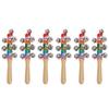 6Pcs Shaking Bell Sticks Wooden Handle Xmas Jingle Bells Musical Percussion Instrument for Holiday Birthday Party