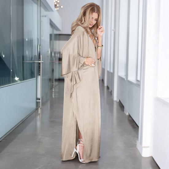 Boho Size Sleeve Satin Dress for Plus Tunic Dress Casual House