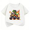 TShirt Kawaii Dinosaur with Car Printed T Shirt Boy Summer Clothes Short Sleeve Tops TShirts Cute Girls Clothing Kids