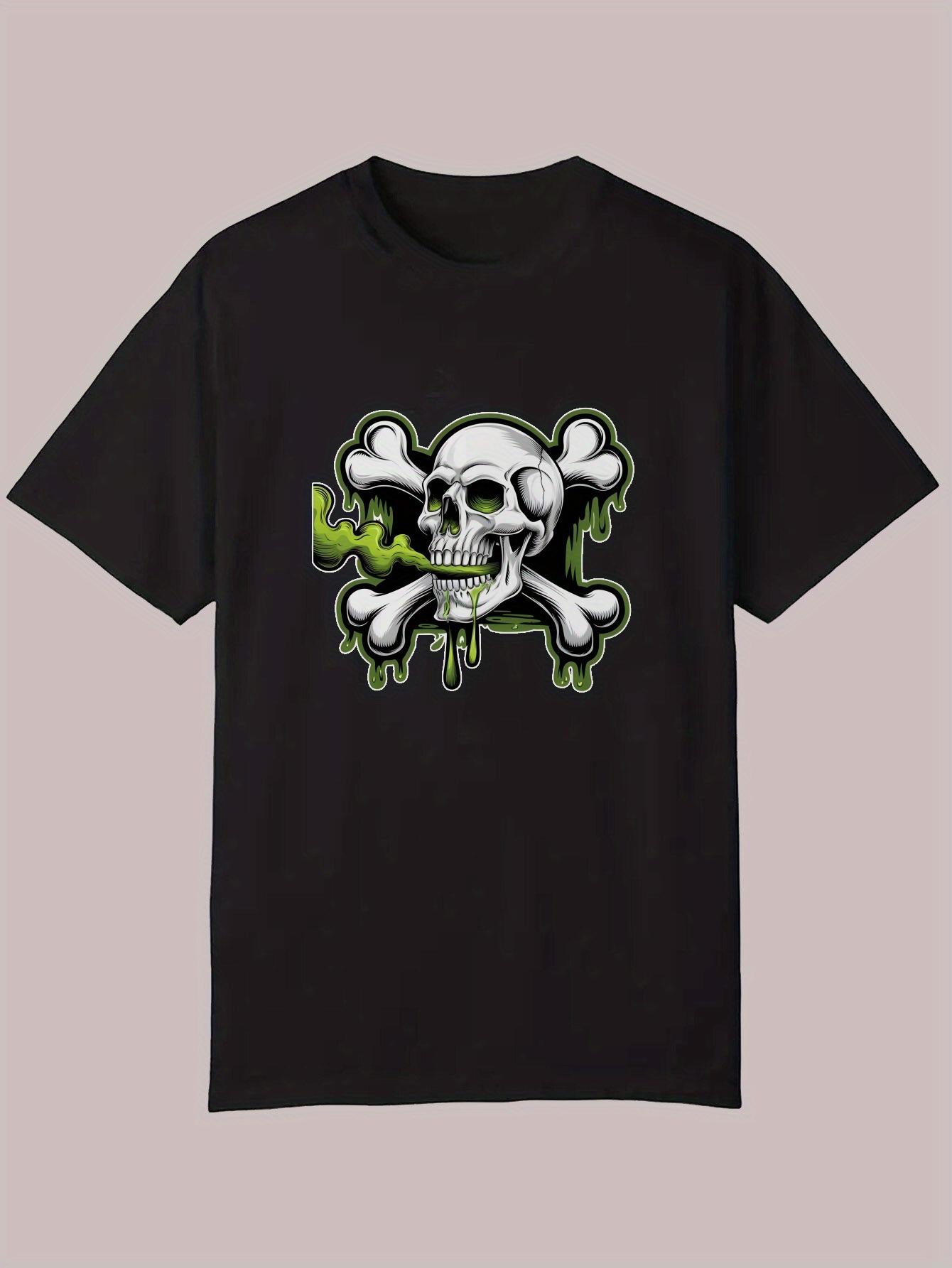 Summer Casual Graphic T-shirt - Edgy Skull & Crossbones Print S