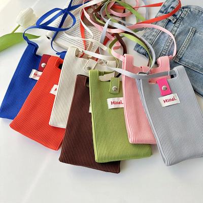 Trendy Simple Knitted Mobile Phone Bag Shoulder Bag Mini Coin Purse Handbag Casual Messenger Bag Summer Beach Bag Commuting Bag