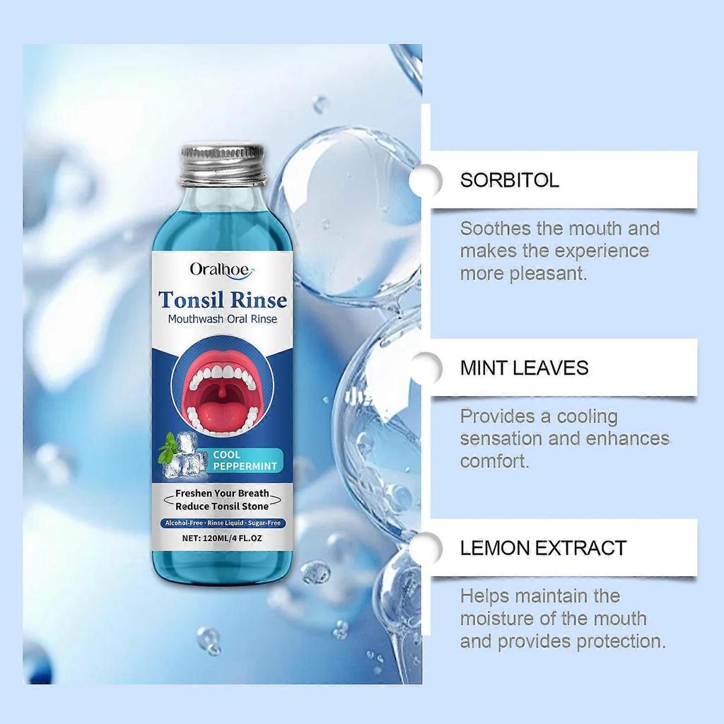 3x 120ml Tonsil Stone Remover, Natural Tonsil Stone Removal Mouthwash, Oral Rinse for Bad Breath & Dry Mouth Relief, Soothes Tonsils