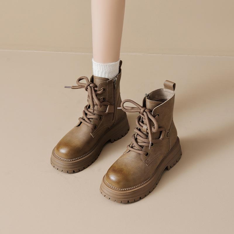 Augusden Damen Retro Martin Stiefel 2025 - Herbst Stiefeletten mit dicken Sohlen, Britischer Stil.