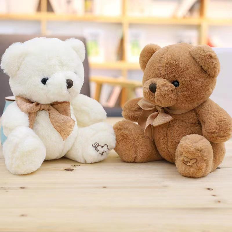 23-38cm Cute Little Teddy Bear Plush Toy Adorable Stuffed Animal With Soft White Ribbon Teddy Bear Perfect Gift For Girl Or Kids