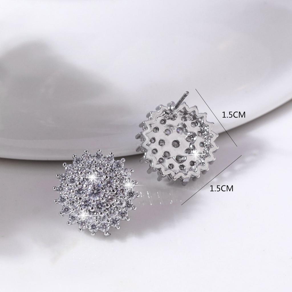 Sweet and Cool Spice Girl Korean Version Korean Style Women's Stud Earrings Super Fairy Ins Inlaid Zircon Full Diamond Earrings Niche Earrings