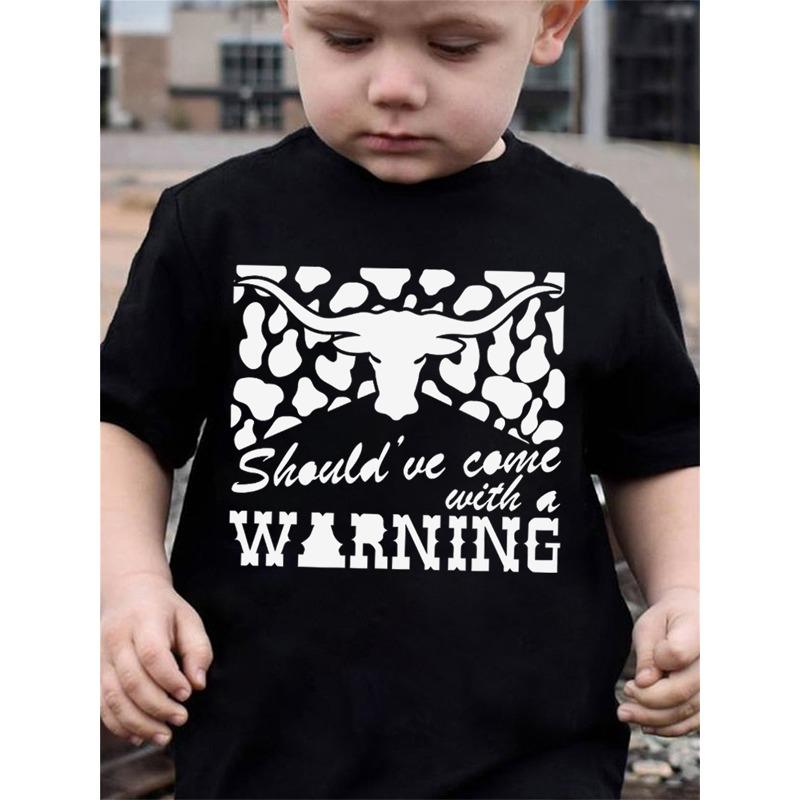 European sizes Summer Fashion Boys  Short Sleeve T-Shirt with Bull Head Element 164cm чёрный
