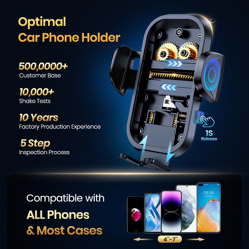 TOPK Car Phone Holder Air Vent Mount [360° Metal Hook] Universal Extension Car Mount For iPhone 15 14 Samsung Xiaomi Car Stand