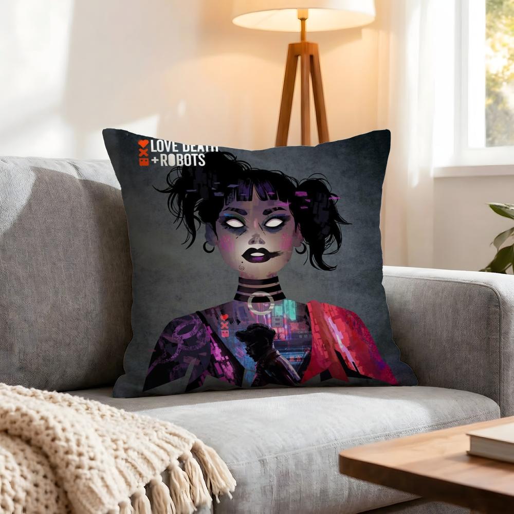 Show Love Death  Robots Cushion Cover Pcs Decorative Covers Soft Cushion Case for Sofa Couch Decor x x Pillowcases