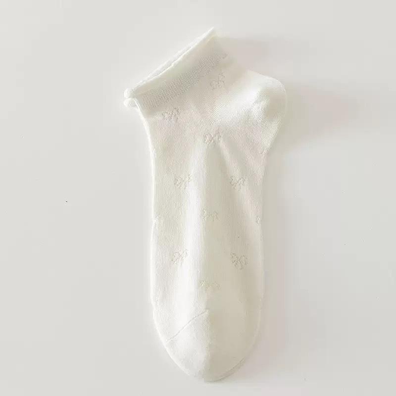 

Female Spring and Summer Mesh Hollow Bow Ballet Style Lace Solid Color Comfortable Socks 1 pair