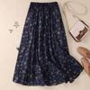 Damen A-Linien Rock mit Blumenmuster: Elastischer Bund, Schlankmachend, mit Taschen