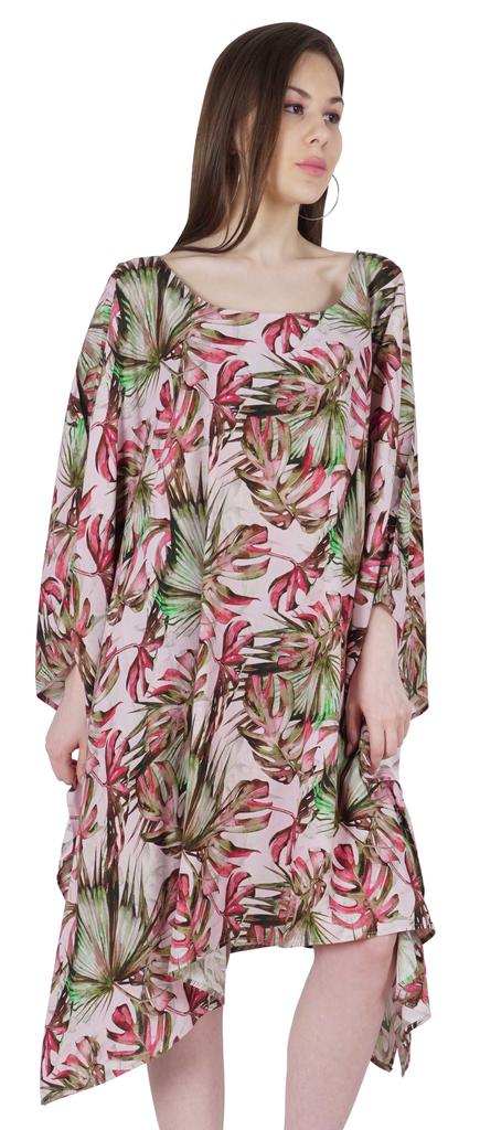 Moomaya Women  s  Short  Tunic  Kaftan  Casual Kimono Mini Beach Dress Swimsuit Cover Up
