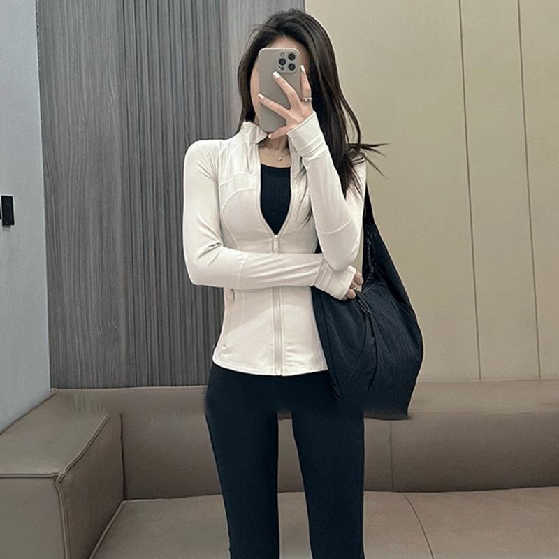 Sports Fitness Long Sleeves European and American Quick Drying Running Large Size Elastic Tights Slim Fit Breathable Yoga Clothes Top Women