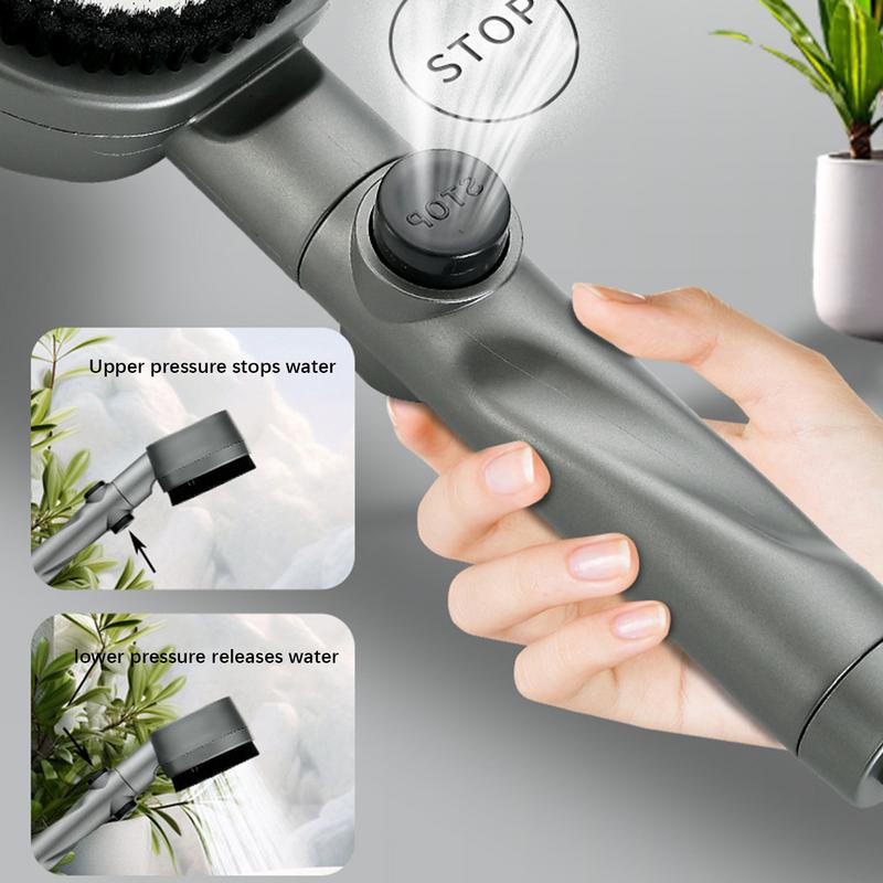 Shower Head with Handheld 5 Spray Modes Powerful Rain Showerhead with Brush Bathroom Rain Showerhead Detachable Heads