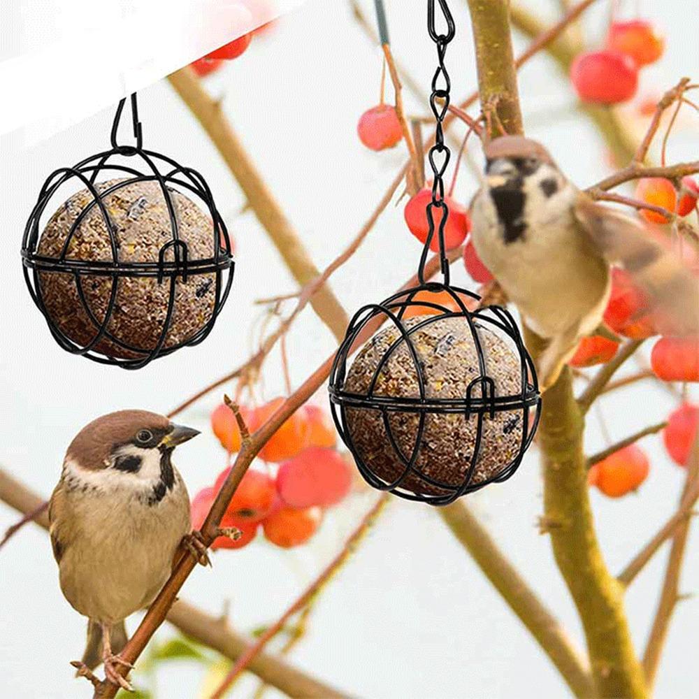 4Pcs Black Bird Suet Ball Feeder Hooks Included Hanging Bird Feeders Fat Ball Feeder Outdoor Garden