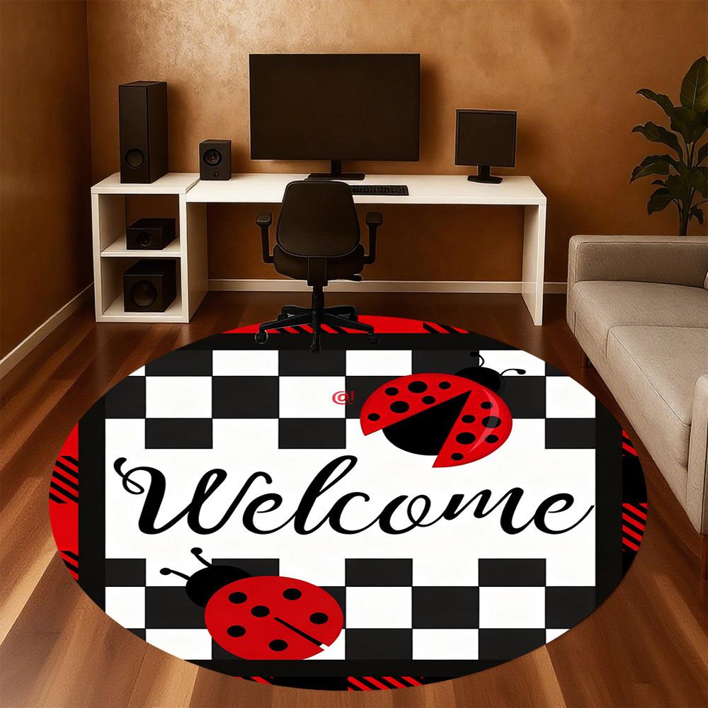 1pc Ladybug Round Chair mat office Area Rug - Non-Slip, Floor Mat for Office, Bedroom, Ideal home decor gift c0112019