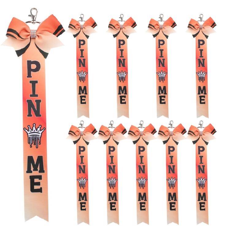 

10pcs Polyester Ribbon Keychains Rhinestones Bowknot Decorations for Girls Sports Ornaments Handmade Keyring Ornament