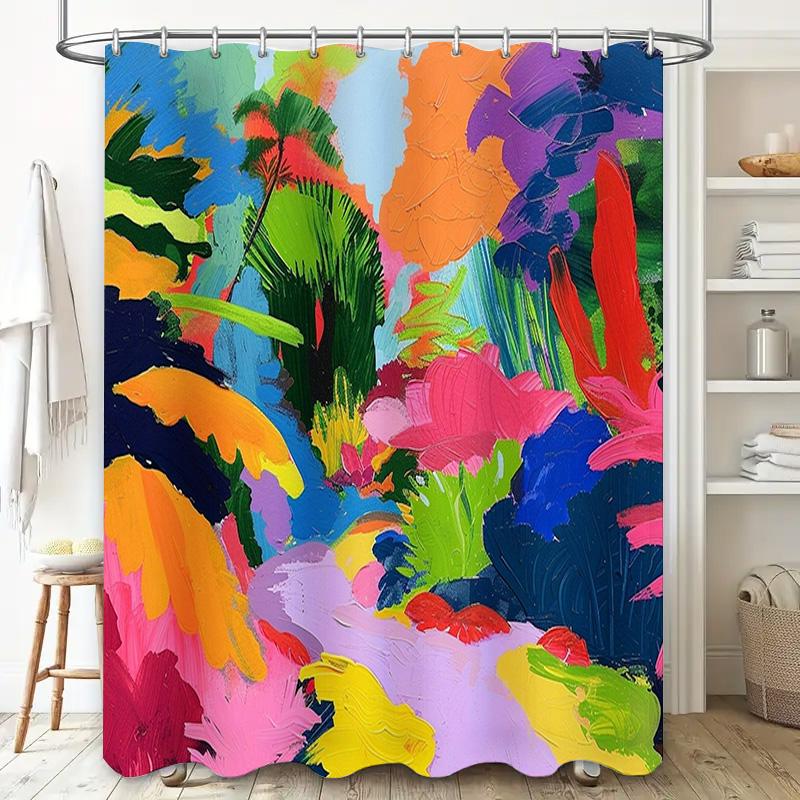 Vibrant Colorful Shower Curtain Bathroom Decor for Home Decoration Easy Install Waterproof Fabric Artwork Prints Available In Va