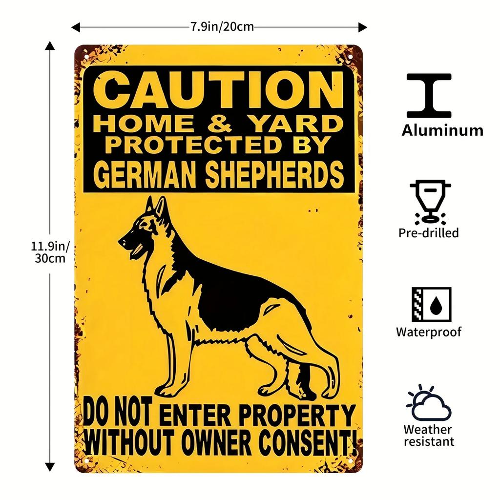 1pc Beware Of Dog Metal Sign This Home Protected By The Good Lord Will Bite Do Not Enter Sign Door, Outdoor Decor 12x8 Inch