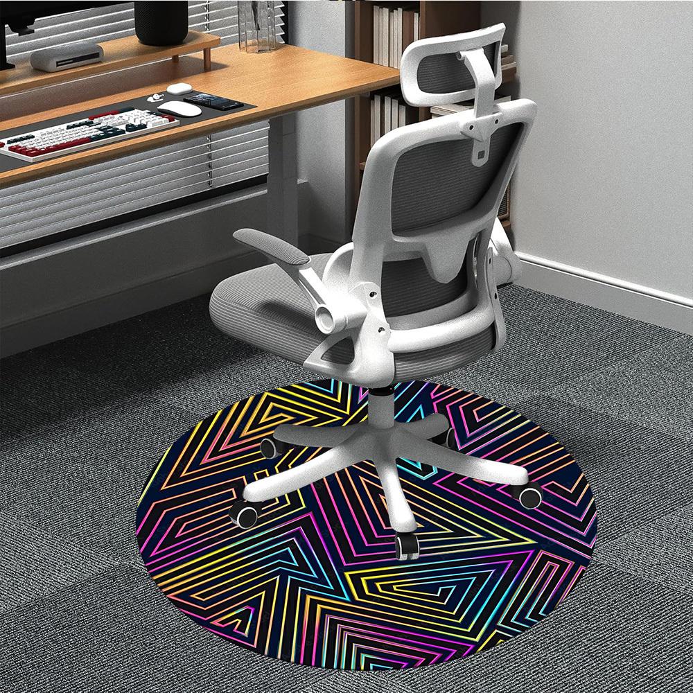 1pc Neon Triangles Office Round Area Rug, Indoor Mat Suitable ForOffice, Under Office Chairs Bedroom Living Room Home Decor T210