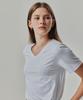 Basic House Women'S V-Neck Stretch Slim Fit Short Sleeve T-Shirt White Lats0204 (A Type)
