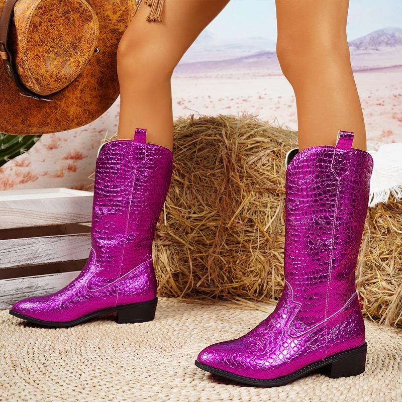 

Модные британские ретро ковбойские сапоги с острым носком и блочным каблуком, женские полусапоги на высоком каблуке до середины голени 38