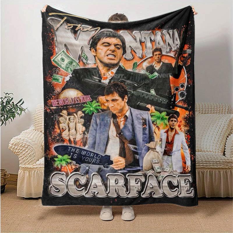

1pc Scarface-Inspired Home Decor: Cozy Blanket, Perfect Gift for Bedroom, Living Room, Travel, Camping, Car, Beach, Office Naps, Ideal Sofa Throw, Out 130x150cm