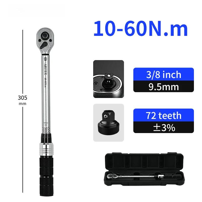 1/2" 3/8" 1/4" 72 ±3% High Precision Professional Bicycle Car Repair Tools Portable Torque Wrench Teeth Ratchet