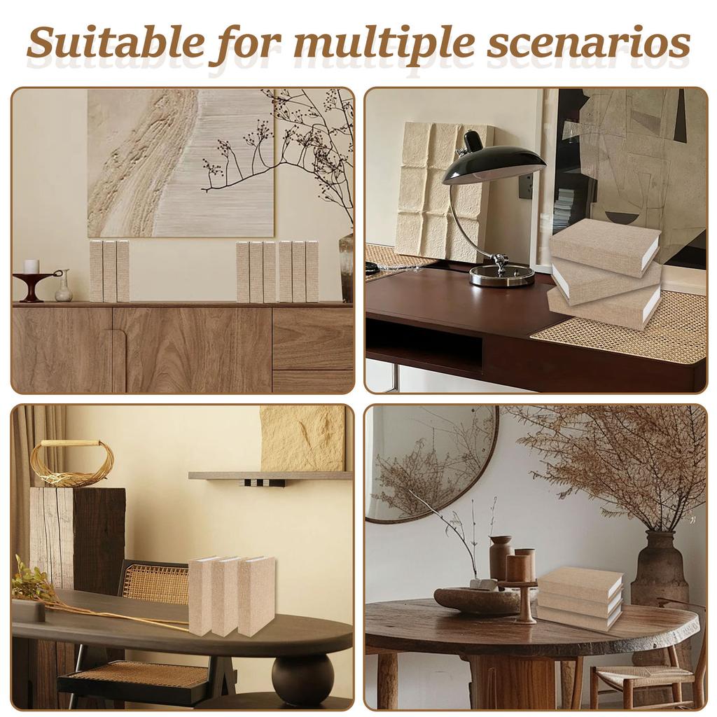 3Pcs Decorative Book Box Modern Fake Book Storage Box Linen Fabric Faux Books Book Shaped Box Ornaments for Bookshelf Tabletop