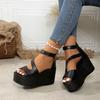 Fashion Women Wedges Sandals 2025 New Summer High Heels Sandals Women Fashion Beach Solid Platform Shoes for Women Sandalias De Mujer