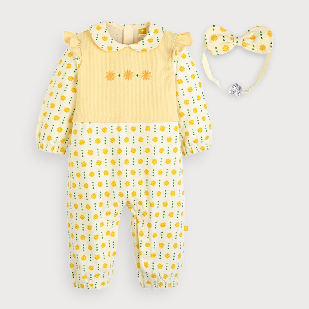 Cute Cloud and Sun Embroidered Baby Bodysuit and Hairband 2-Piece Set 70