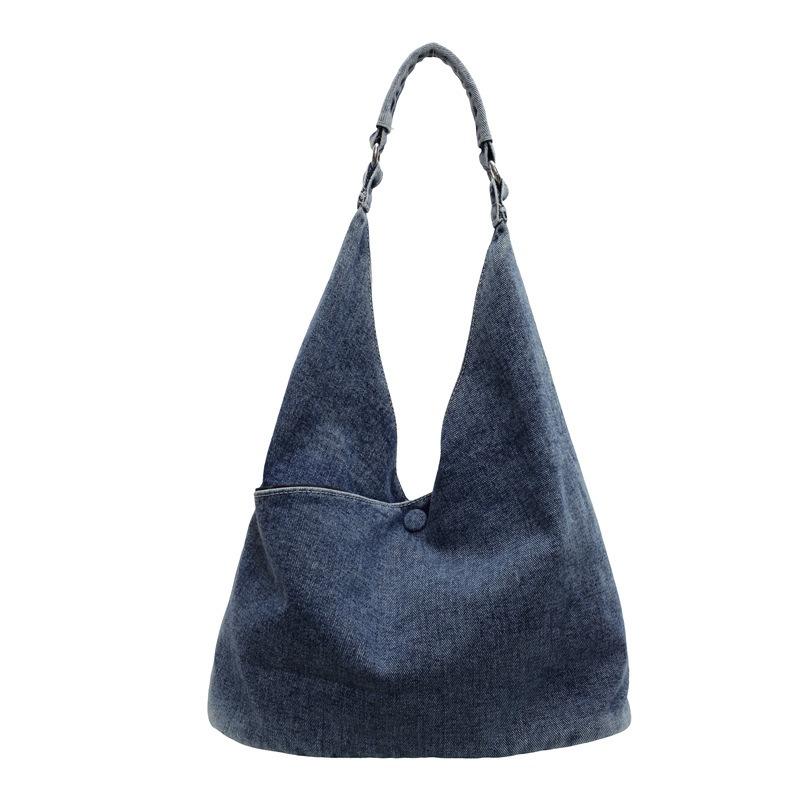 

1pcs Minimalist Large Capacity Denim Shoulder Bag Multi-purpose Outdoor Travel & Daily Commuter Leisure Handbag синий