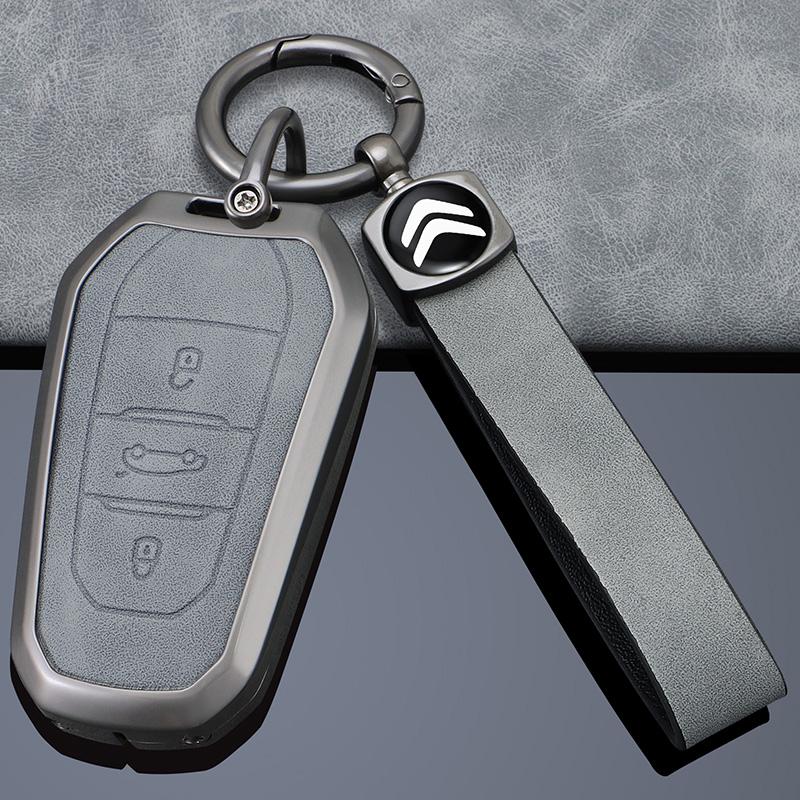 ALO2   Zinc Alloy Leather Car Remote Key Case Cover Shell Keychain For Citroen C4 C6 C3-XR Picasso Grand DS DS5 C5 X7 Accessories