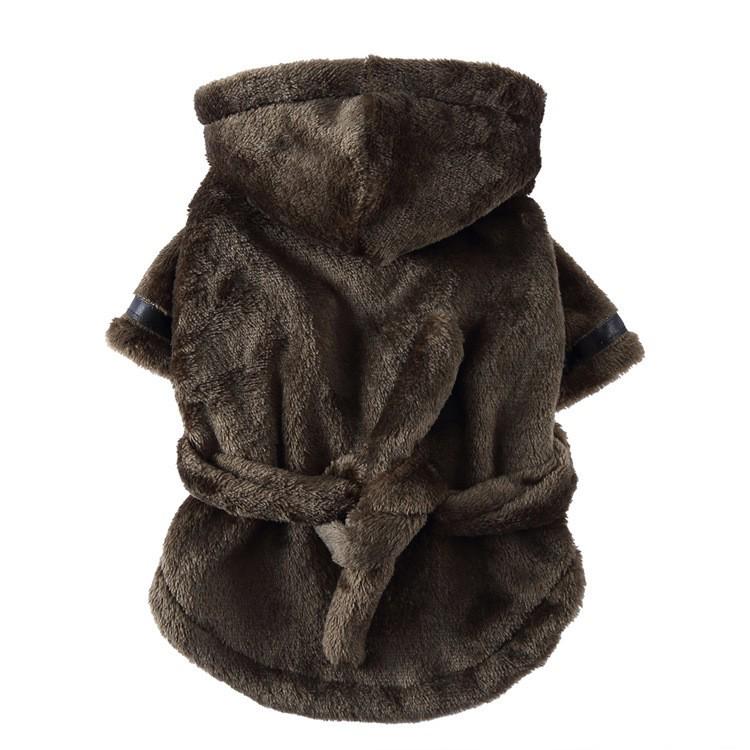 Two-Legged Fleece Dog Bathrobe and Towel for Small and Medium-Sized Dogs