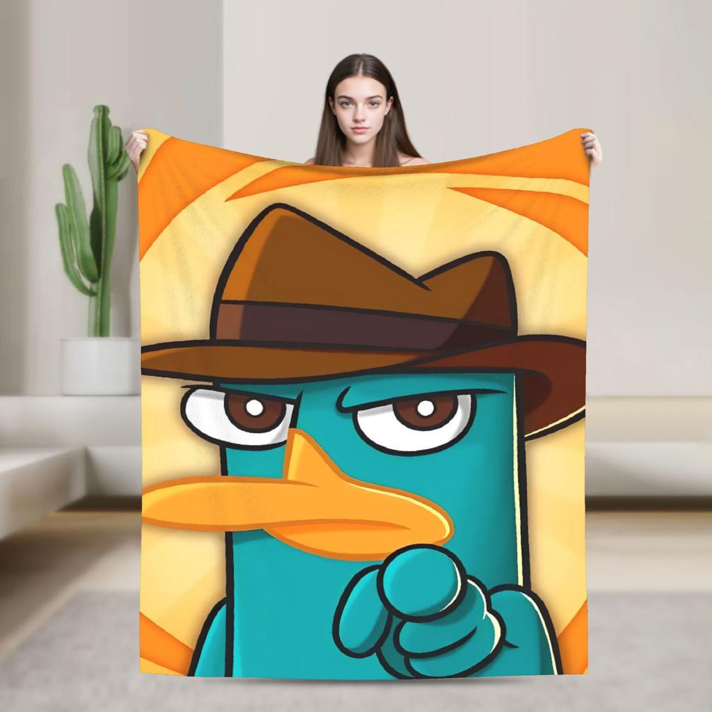 Perry the Platypus Warm Blankets Boy Girl Plush Throw Blanket Fashion Home Decor Flannel Bedspread Sofa Bed Cover