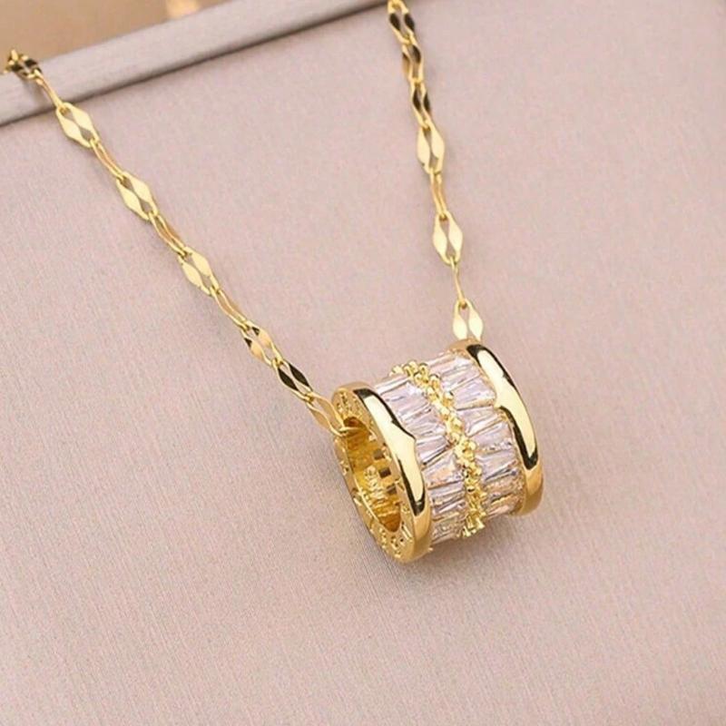 

1 шт. Роскошное высококлассное ожерелье из нержавеющей стали с 18-каратным золотым покрытием, украшенное стразами, не тускнеющее, многофункциональное, элегантное ожерелье-чокер one-size золотой