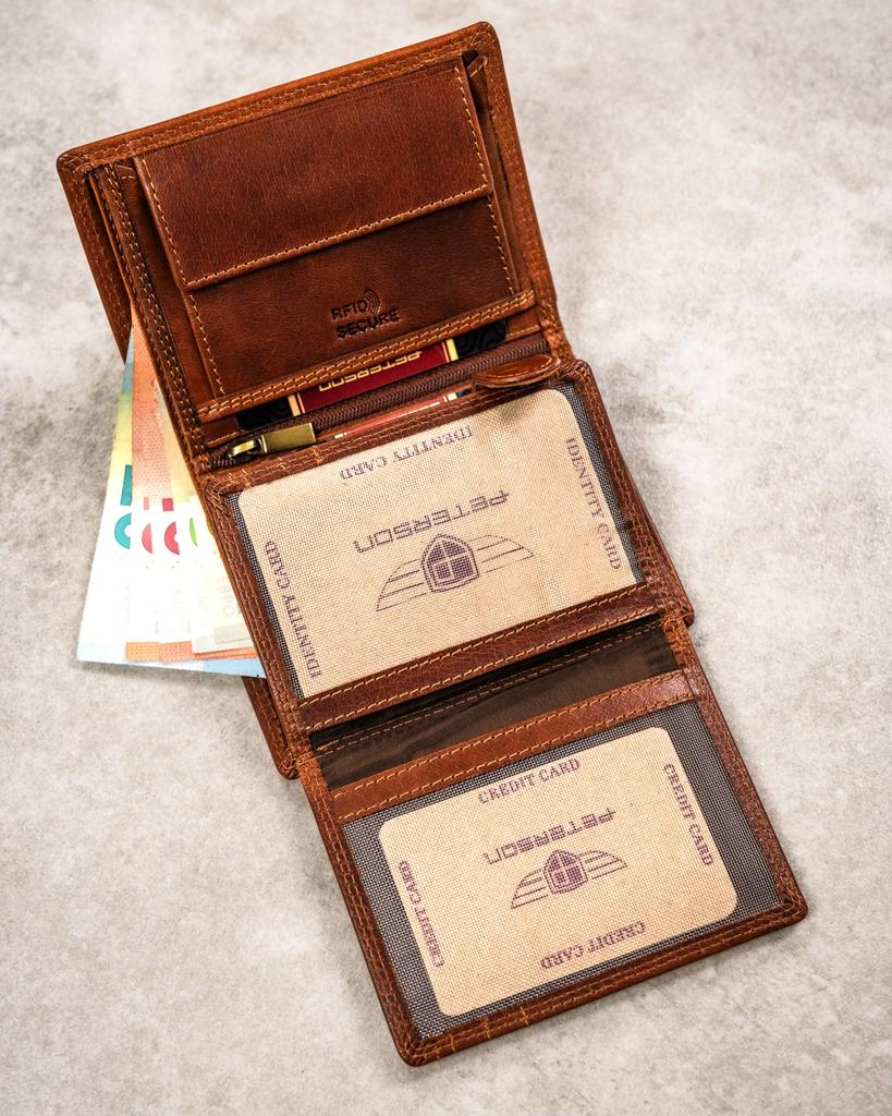 Large men's leather wallet with embossed zodiac sign - Peterson