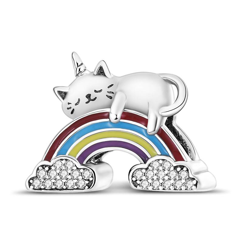 Cat Collection 925 Copper Charms Bead Persian Bell Anderson Multifarious Cats Dangle Fit Bangle Bracelet Necklace DIY Zircon