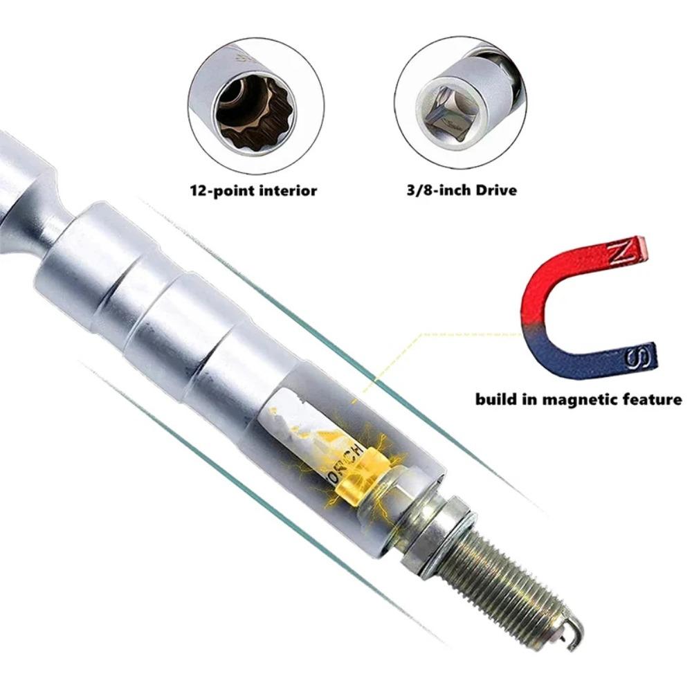 2PCS Spark Plug Removal Tool 14mm16mm Spark Plug Socket Wrench Adapter with Magnetic Socket Thin Wall 3/8" Drive Car Repair Too