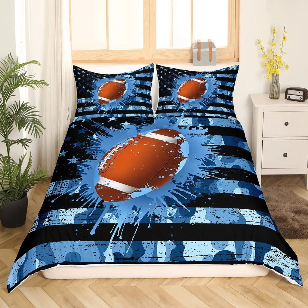 Football Bedding Set For Teen Boys Sport Duvet Cover Set Football Theme Bedding Set Double Queen King Size Polyester Qulit Cover