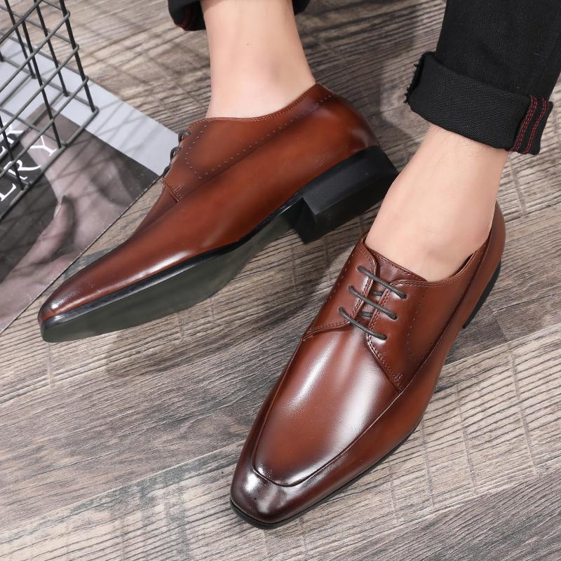 Fashion Men's Classic Retro Derby Shoes Mens Business Dress Office Leather Shoes Men Fashion Wedding Party Flats
