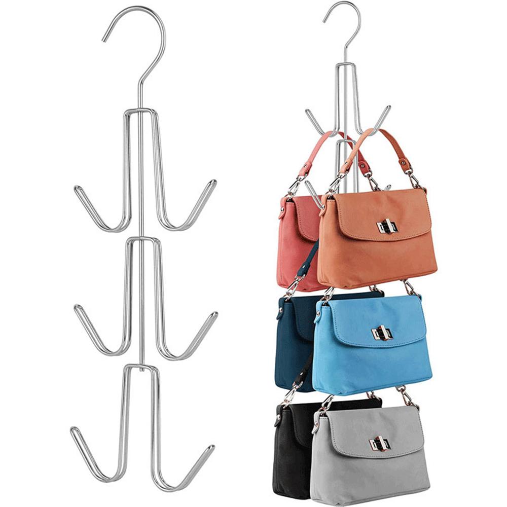 Hanger Organizer for Closet, Hanging Bag Holder Keeping Purses Visible and in Good Condition Metal Handbag Storage Hook Backpack