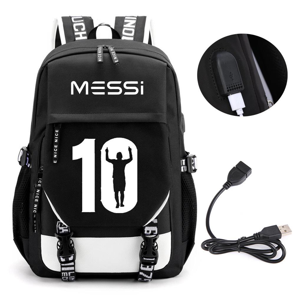 Football Star Peripheral Backpack Fashion Teen Usb Backpack Campus Student School Bag