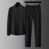 Casual Lightweight Suit For Men Spring/Summer New Bubble Gauze Striped Pleated Stand-Up Collar Men'S Shirt