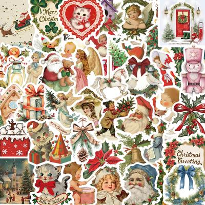 56 Cartoon Romantic Retro Christmas Doodle Stickers Decorate Guitar Notebook Suitcase DIY