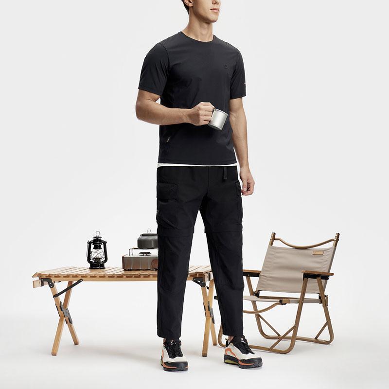 FILA Solid Color Simple Knit Sports Casual Short Sleeve T-Shirt Men Tops Deep-Black A11M417101F-BK