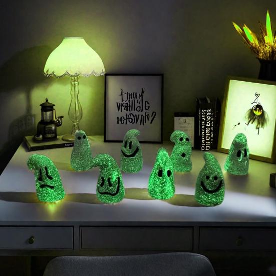 8ks Halloweenská ozdoba duch odolná proti povětrnostním vlivům svítící ve tmě mini figurky duchů Halloweenská párty dekorace