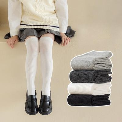 Simplicity School Einfarbige Kniehohe Socke für Mädchen Koreanische Mode Causal Weiche Baumwolle Überknie-Socke Legging Strumpfsocke