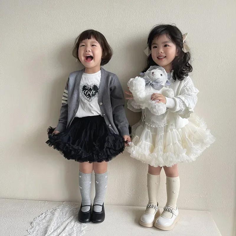 1 Paire Chaussettes Mi-Mollet Mode pour Enfants Design Créatif Nœud Perle Couleur Unie Chaussettes pour Enfants Printemps Automne Chaussettes en Coton Doux